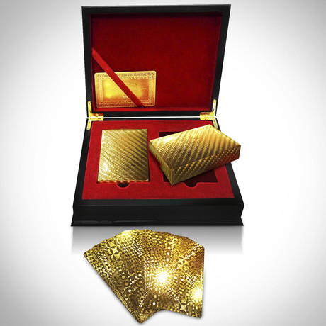 24K Gold Plated Playing Cards // Herringbone (1 Deck + Single Box)