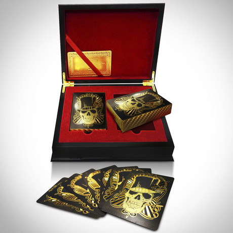 24K Gold Plated Playing Cards // Skull Hat (1 Deck + Single Box)