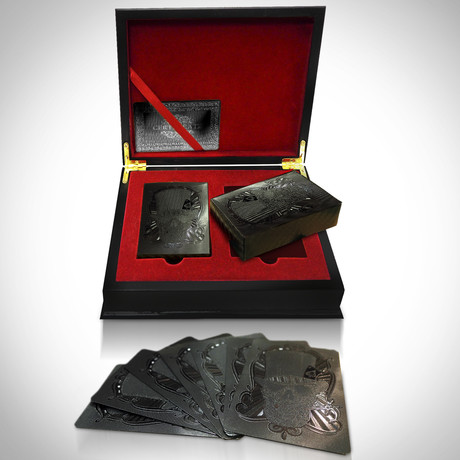Black on Black Obsidian Carbonite Playings Cards // Skull Hat (1 Deck + Single Box)