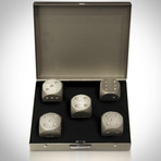 Precision Dice // Silver Aluminum Square // Set Of 5