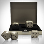 Precision Dice // Silver Aluminum Square // Set Of 5