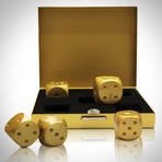 Precision Dice // Gold Aluminum Square // Set Of 5