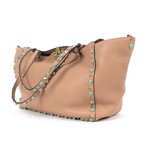 Rockstud Rolling Turquoise Stone Tote Bag // Brown