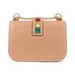 Valentino // Glam Lock Small Cross-Body Shoulder Bag // Brown