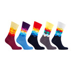 Cotton Diamond Funny Cool Socks // Set of 5 // 3008