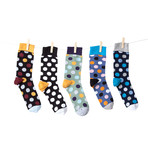 Cotton Polka Dotted Dots Dress Socks // Set of 5 // 3009