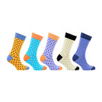 Cotton Polka Dotted Dots Dress Socks // Set of 5 // 3010