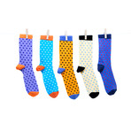 Cotton Polka Dotted Dots Dress Socks // Set of 5 // 3010