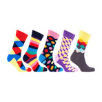 Luxury Fun Cool Colorful Mix Dress Socks // Set of 5 // 3025