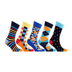 Fun Cool Colorful Mix Dress Socks // Set of 5 // 3027