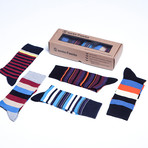Striped Luxury Turkish Cotton Dress Socks // Set of 5 // 3058