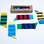 Striped Luxury Turkish Cotton Dress Socks // Set of 5 // 3059