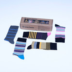 Striped Luxury Turkish Cotton Dress Socks // Set of 5 // 3061