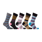 Striped Luxury Turkish Cotton Dress Socks // Set of 5 // 3061