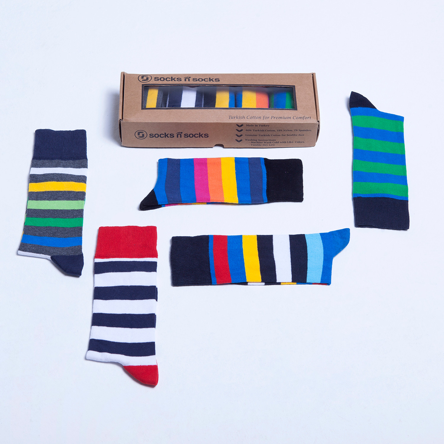 Cotton Striped Cool Dress Socks // Set of 5 // 3068 - Socks N Socks ...
