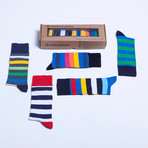 Cotton Striped Cool Dress Socks // Set of 5 // 3068