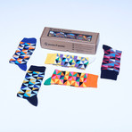 Patterned Luxury Cool Fun Cotton Dress Socks // Set of 5 // 3054