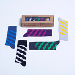Cotton Wave Striped Cool Dress Socks // Set of 5 // 3052
