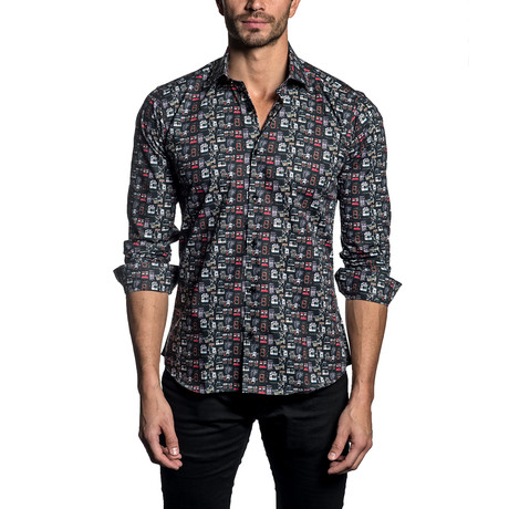Jacob Long Sleeve Shirt // Black Cameras (XS)