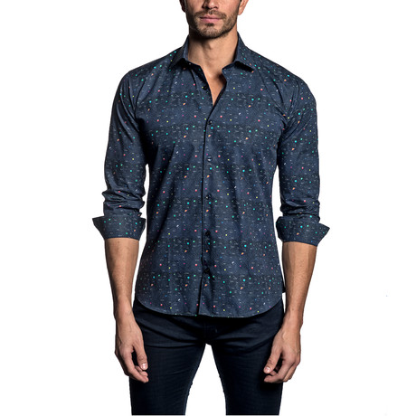 Woven Button-Up // Navy Solar System (S)