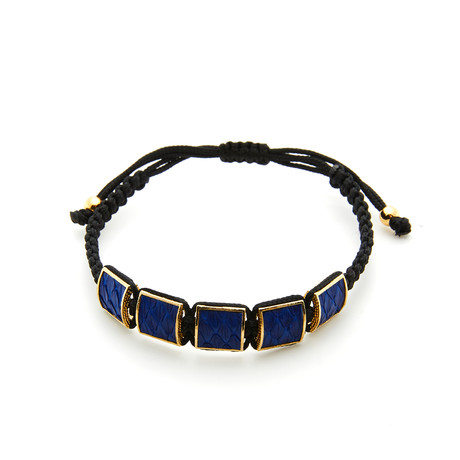 Ocean Blue Snake Skin Inlay + Gold Plated Frame Bracelet