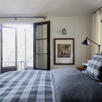 Houndstooth Chevron Stripe Cotton Duvet Cover // Black + Charcoal + White (Full / Queen)