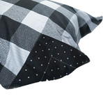 Houndstooth Chevron Stripe Cotton Duvet Cover // Black + Charcoal + White (Full / Queen)