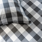 Houndstooth Chevron Stripe Cotton Duvet Cover // Black + Charcoal + White (Full / Queen)