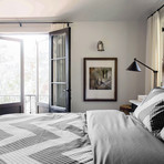 Houndstooth Chevron Stripe Percale Cotton Duvet Cover // Black + White (Full / Queen)