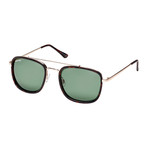 Men's Fisher Polarized Sunglasses // Gold + Matte Tortoise + Gray Green