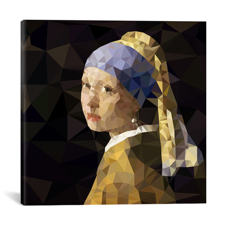 Girl With Pearl Earring Derezzed // 5by5collective (18"W x 18"H x 0.75"D)