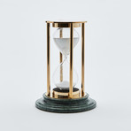 GreenMarble-Brass 15 Minute Hourglass