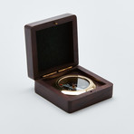 Rosewood Desk Compass + Hand Inlaid Compass Rose