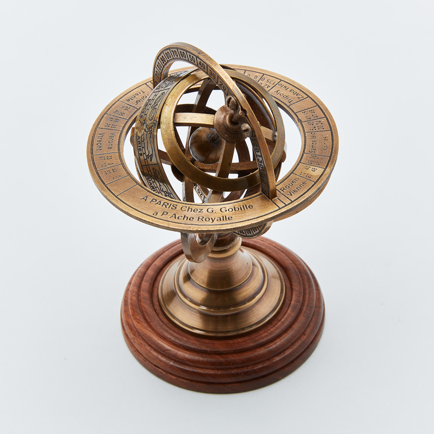 Small Solid Brass Armillary Sphere - Brass Binnacle - Touch of Modern