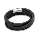 Leather Wrap + Stainless Steel Bracelet (22"L)