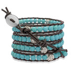 Turquoise Beads + Steel Skulls Bracelet