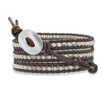 Brown Leather + Metal Beads Bracelet