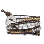 Mixed Stone + Brown Leather Bracelet