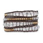 Mixed Stone + Brown Leather Bracelet