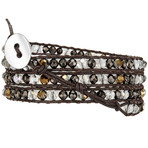 Leather + Glass Earth Bead Bracelet