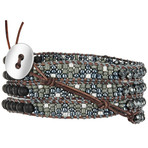 Anthracite Bead Leather Bracelet