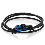 Textured Anchor Clasp Leather Bracelet