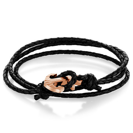Anchor Clasp Leather Bracelet