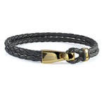 Hook + Clasp Leather Bracelet // Gold + Black