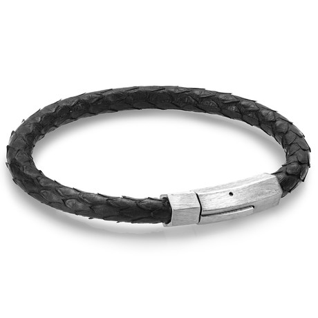 Clasp Python Leather Bracelet