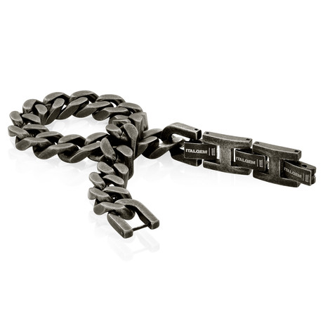 Antique Vintage Curb Link Bracelet // Gunmetal