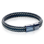 Ceramic Sideways Clasp Weave Leather Bracelet