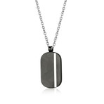 Dog Tag Necklace // Textured Black + Silver