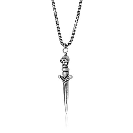 Antique Skull Dagger Necklace