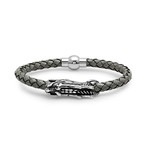 Braided Leather Bracelet + Steel Dragon